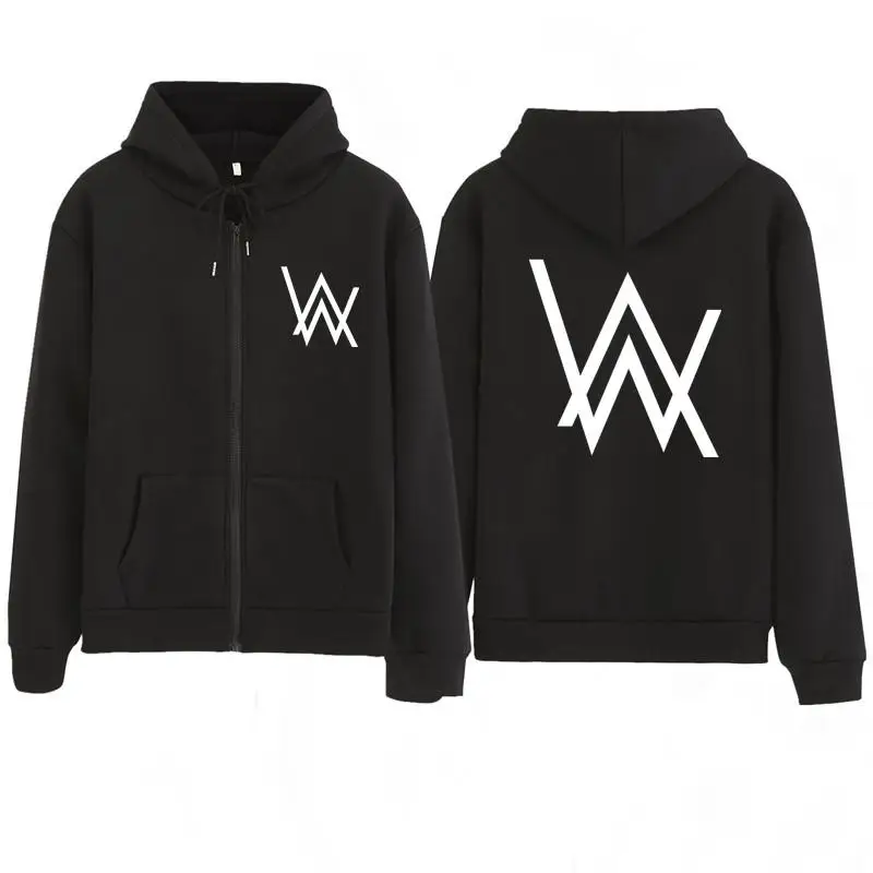 Для мужчин и женщин Allen Walker DJ на молнии плюс флисовая толстовка Alan Walker Выцветшая электронная музыка остров Уокер куртки для пар кардиган - Цвет: Черный