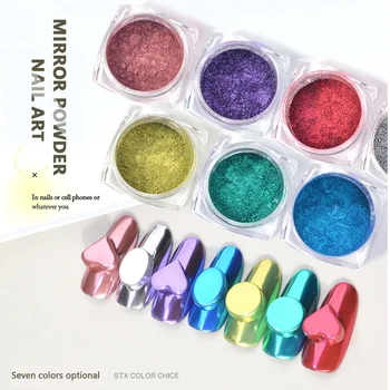 

7 Battle Nail Glitter Rub Mirror Pigment Powder Diping Rose Gold Holographic Nail Art Chrome Manicure Decorations Dust