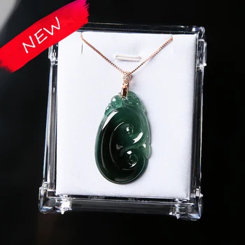 شراءالراقية S925 فضة سلسلة قلادة معلقة من اليشم مجوهرات إبداعية بسيطة الجليد الأخضر اليشم Ruyi قلادة اليشم مجوهرات