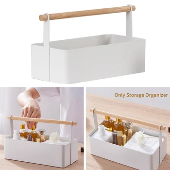 

Rack Napkins Seasoning Display Sauces Home Kitchen Wood Handle Oils Condiments Portable Divided Basket Mustard Storage Organizer