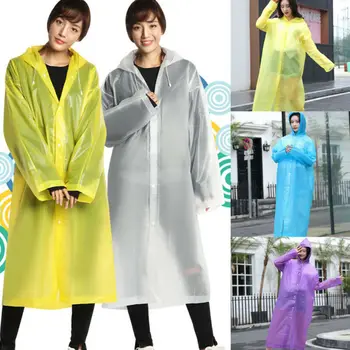 

1pcs Raincoat Women Waterproof Poncho Single-layer PVC Rain Coat Hooded Rainwear Send in random Color Or note in the order