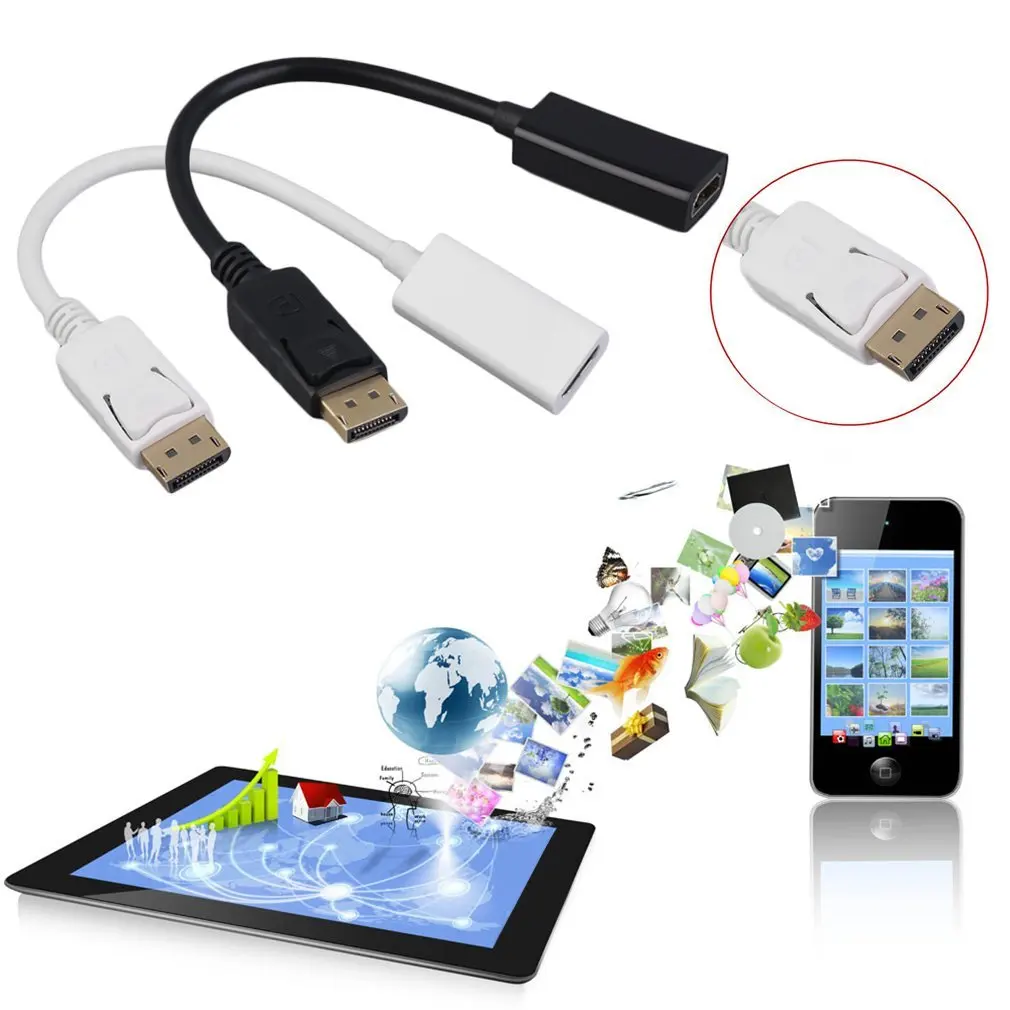 2016 Новый адаптер DP к HDMI HD 1080P M/F Display Port Кабельный разъем в наличии! Черный и белый