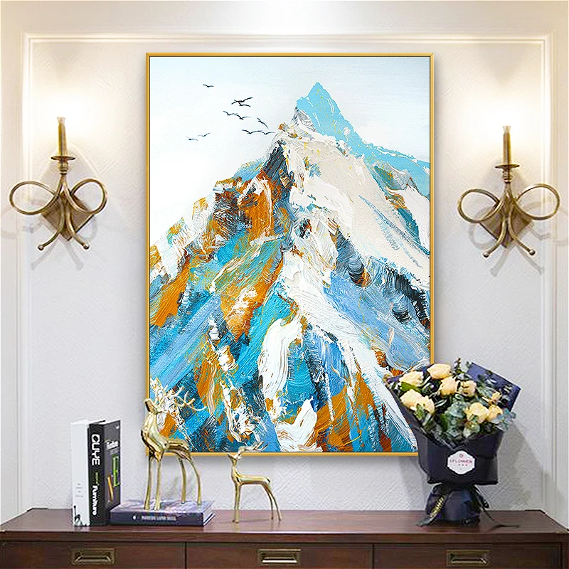 KOWELL 100% Handpainted Abstract Snow Mountain Oil Painting On Canvas Art Gift Home Decor Living Room Wall Frameless Picture | Дом и сад