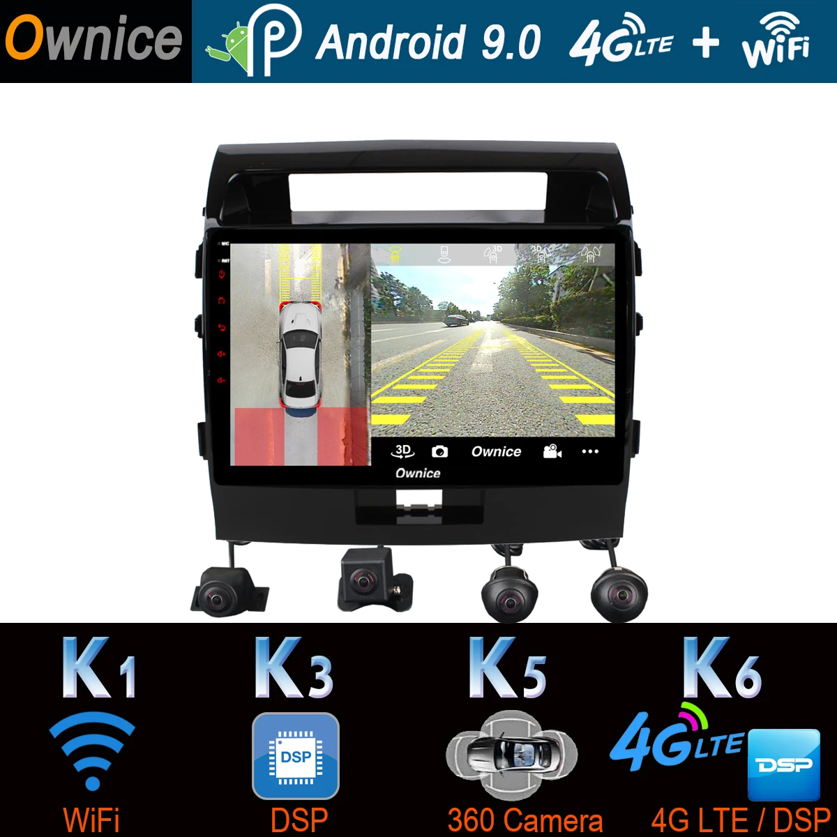 360 ° панорамный Android 9.0 4G + 64G GPS радио CarPlay SPDIF DSP Автомобильный мультимедийный плеер