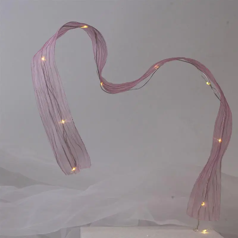 1 Pc Cake Topper Fantastic Shining Chiffon Ribbon Dessert Card Cake Decoration Cake Insert for Banquet Wedding Birthday