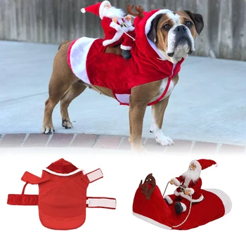 

Christmas Dog Cloth Santa Claus Riding Deer Dress Up Costume Prop Pet Decor 3