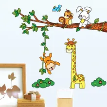 Brigade Kang мультфильм животное лес стена детской спальни украшения мультфильм животных поезд детский сад декоративные наклейки на стену
