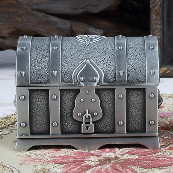 

Storage Ring Jewelry Box Electroplated Pirate Retro Treasure Organizer Earring Gold Coins Necklaces