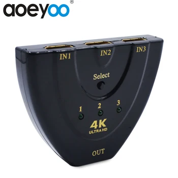 

AOEYOO 4K 3 Port HDMI Switch Splitter 3 In 1 Out 1.4 HDMI Switch Switcher 3x1 for Xbox DVD 3D 1080P HDTV