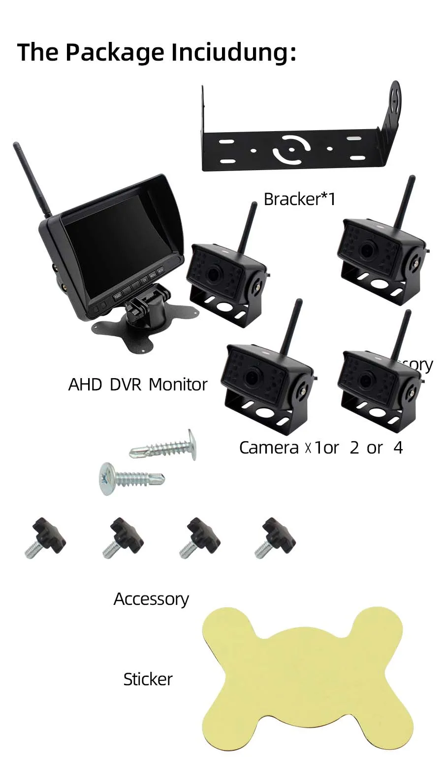 7 дюймов HD AHD беспроводной цифровой ips 4CH DVR рекордер видео монитор с передней левой правой камеры заднего вида для грузовика/прицепа/автобуса