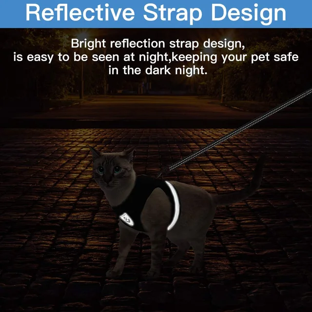 Breathable Cat Harness And Leash Escape Proof Pet Clothes Kitten Puppy Dogs Vest Adjustable Easy Control Reflective Cat Harness 4