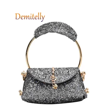 

Summer Hollow Women's Handbag Fashion Personality Metal Pendant Shoulder Messenger Bag Mini Gold Chain Ladies Tote Bag Wallet
