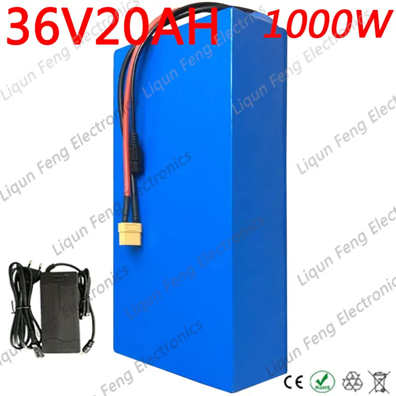 36V 1000W Батарея е байка 36В 20AH Электрический велосипед литий с 30A BMS и 42В 2A Зарядное