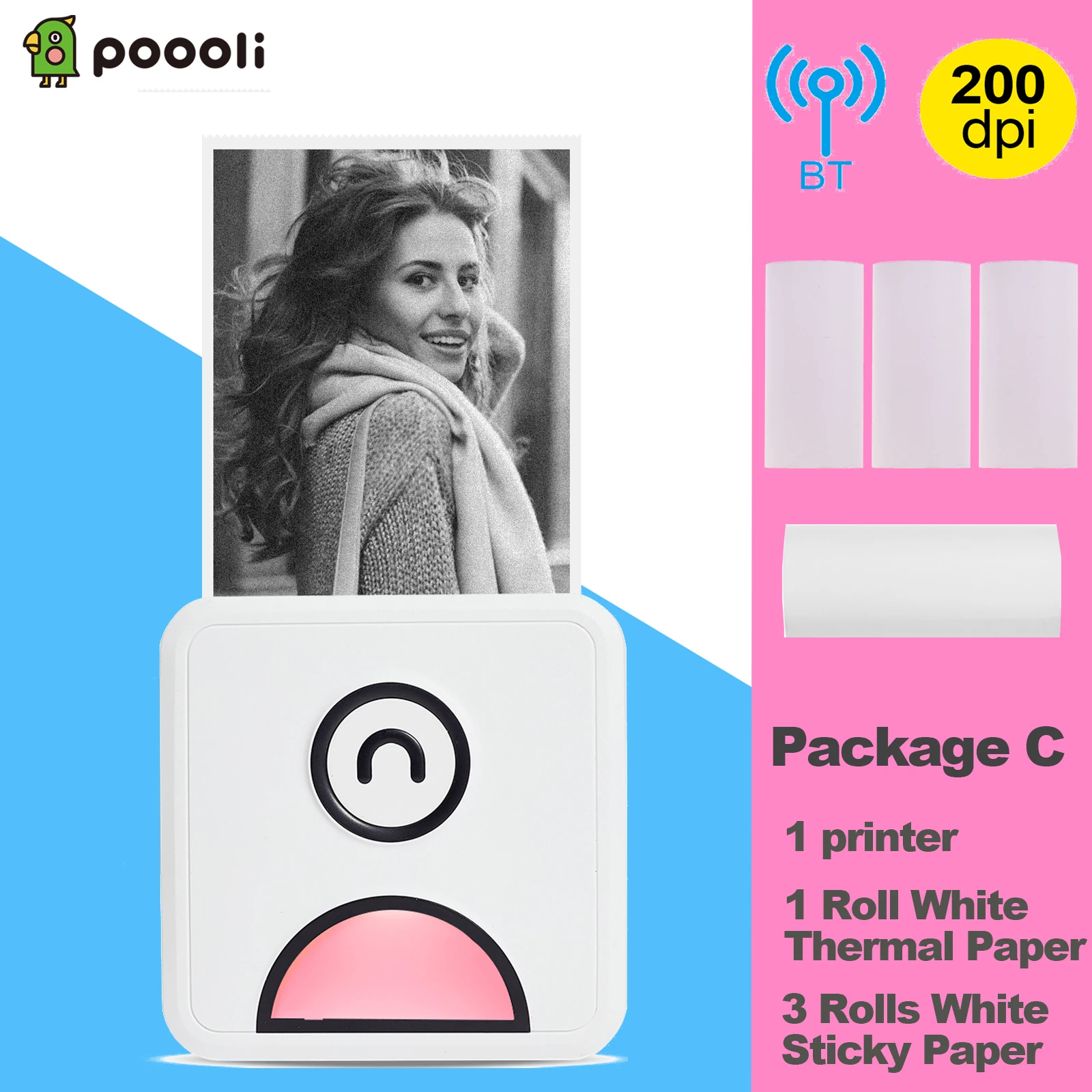 Poooli L1 Pocket Photo Thermal Printer 200dpi 58mm Wireless BT Memo Lists Printer  for Printing Labels Photos Making Journals small photo printer for iphone Printers