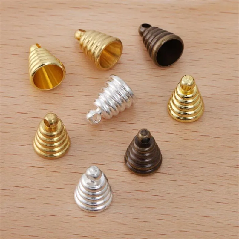 50pcs 8x9mm End Cap Necklace End Tip Tassel 6mm Hole Caps Beads Cap For