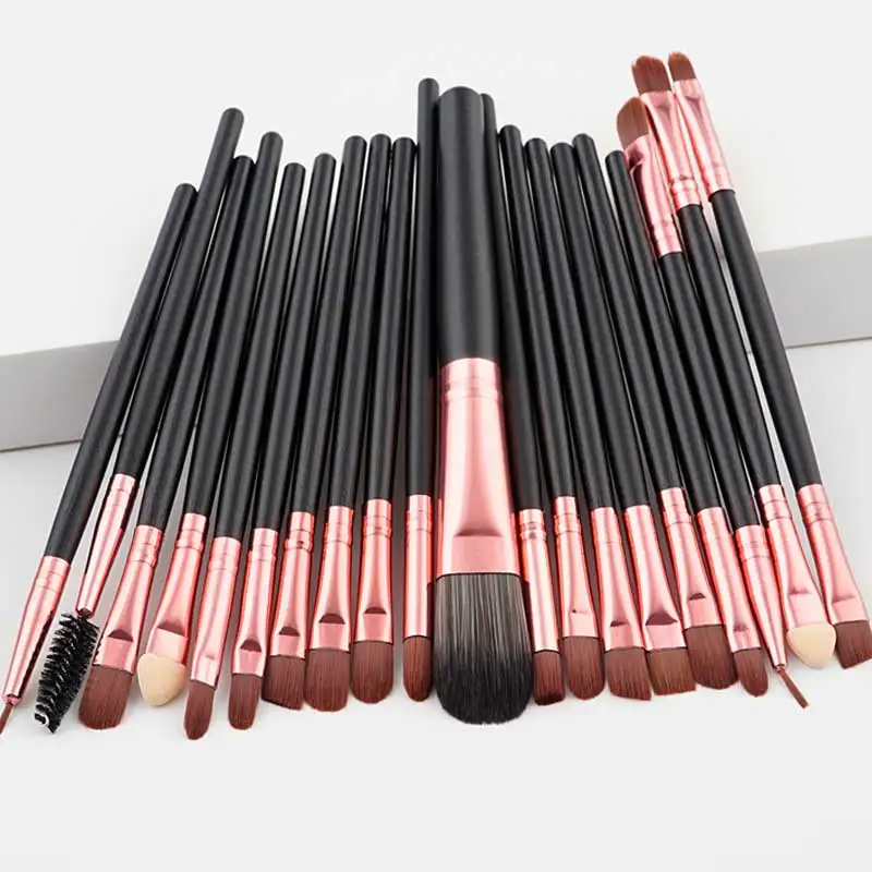20pcs-black 1-20 ШТ. Макияж Кисти Роскошное Шампанское Для Пудры Румяна Тени Для Век Корректор Глаз Кисти Для Макияжа Косметика Инструменты Красоты - Handle Color: 20pcs-black