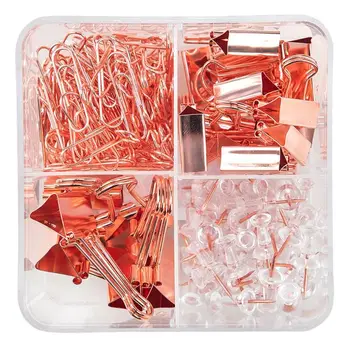 

171pcs/box Multi-purpose Paper Clips Ticket Holder Rose Gold Push Pins Thumbtack