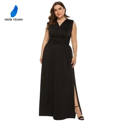 DEERVEADO Plus Size Evening Dresses Long Black Formal Dress Occasion Party Dresses Robe De Soirée Femme SQ0022