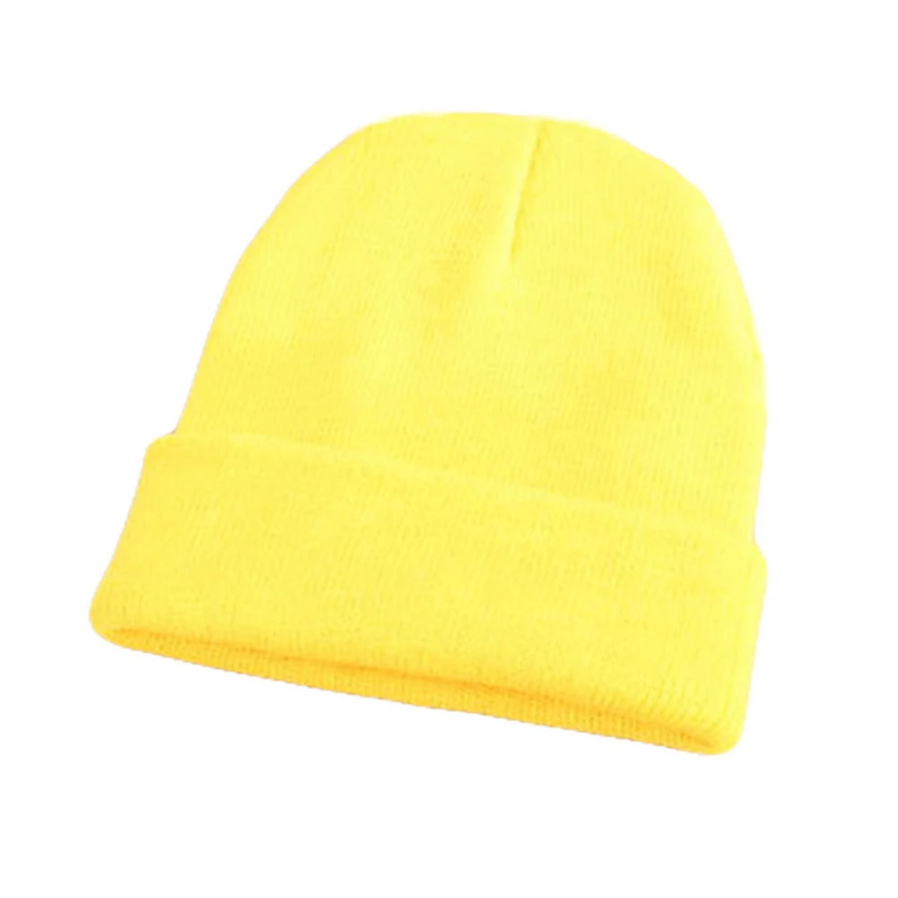 Одноцветные теплые зимние шапки для мужчин и женщин, Хлопковые вязаные женские шапки, женские шапочки горрос, женские шапки