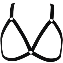 Черный с открытой грудью, бандаж, бюстгальтер Goth сексуальное женское белье в стиле панк Рейв страховочная система Стильный Эластичный бандажный бюстгальтер корсет для связывания регулируемый ремень