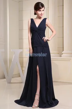 

free shipping fashion 2020 indian sarees new design v-neck strap custom size/color chiffon cheap black long bridesmaid dress