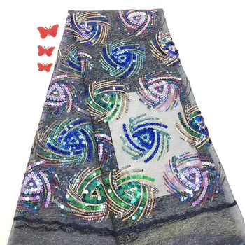 

Free Shipping by DHL! 2020 High quality guipure lace sequence lace sequin embroidery tulle lace fabric for women dress multicolo