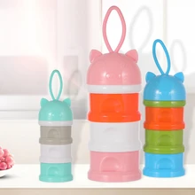 3 слоя милая мультяшная лягушка медведь кошка красочная Портативная Коробка для Хранения Детского Питания молоко и злаки коробка для порошка открытый контейнер для молока