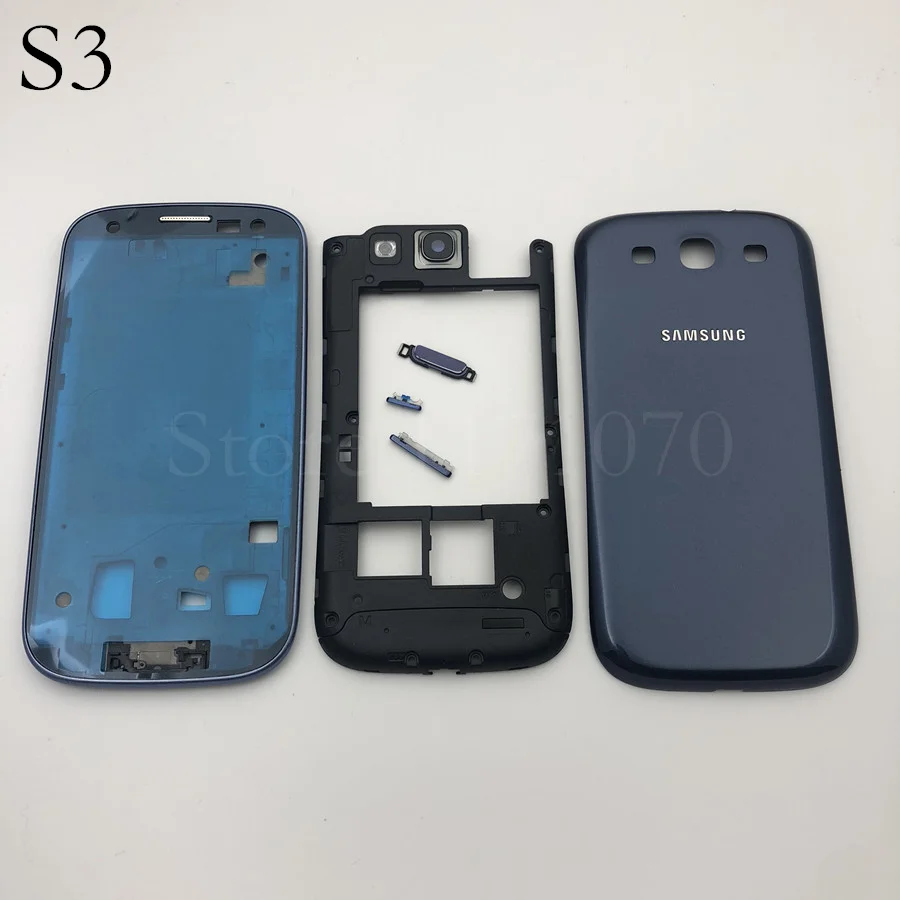 Полный Корпус чехол запасные части для samsung Galaxy S3 SIII i9300 i9305 9300 Передняя средняя рамка задняя крышка - Цвет: blue