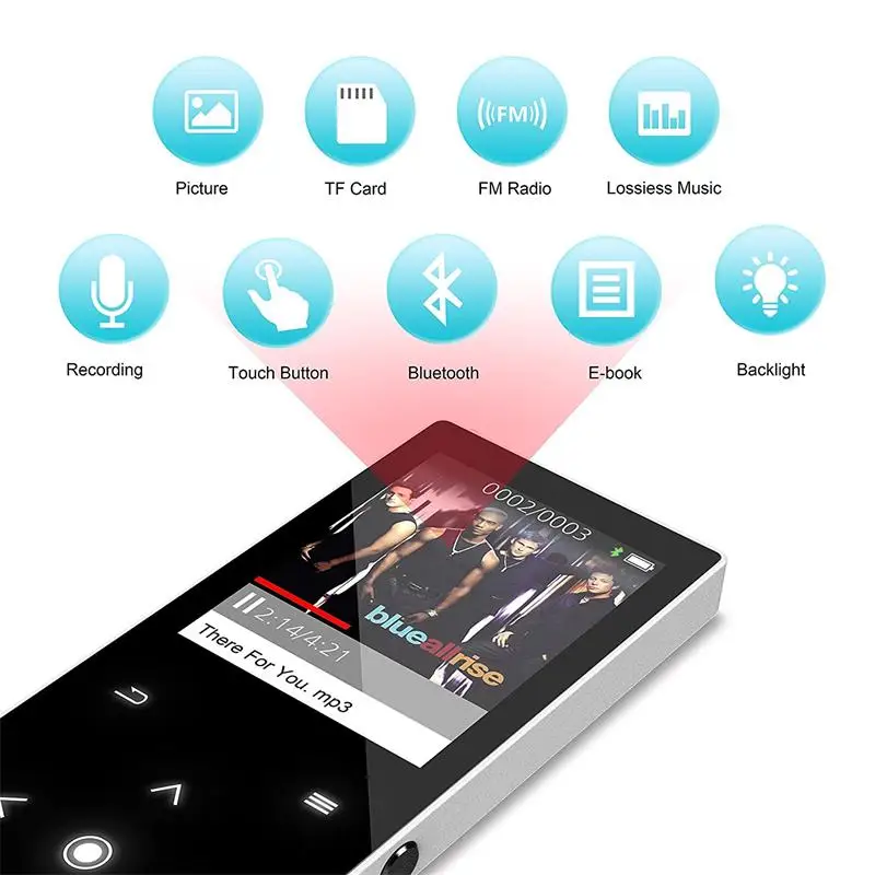 Ceny Bluetooth4.2 odtwarzacz MP3 16GB klawisz dotykowy 1.8 Cal kolorowy ekran bezstratny odtwarzacz muzyki obsługuje fm, nagrywanie, obsługuje SD do 128GB