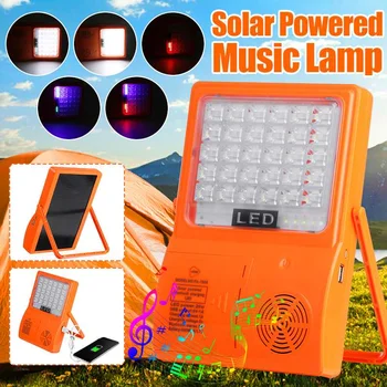 

45LED Multifunctional Portable Solar Powered bluetooth Music Lamp Chargeable 5 Modes Outdoor Camping Emergency Flood Lighting
