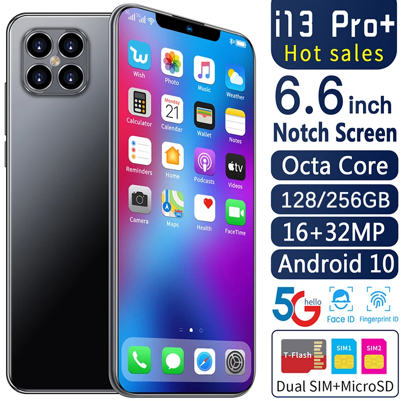 I13 Pro+ Mobile Phone 6.6 inch 8GB 256GB ROM 16