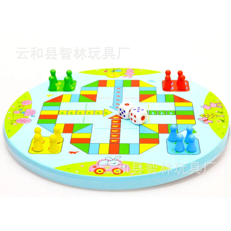 Children's wooden chessboard parent-child toys checkers, flying chess children's puzzle adult large 80 pieces two-in-one