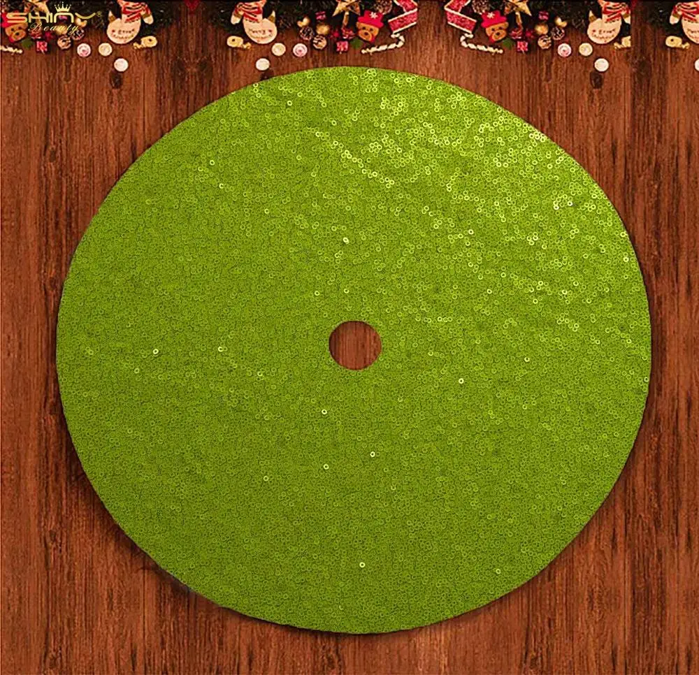 Lime Green Kристмастре юбка белый 48-дюймовый Роскошный блеск белье на Рождество для отдыха и вечеринок, украшения для дома и улицы дерево Skirts-M1019 - Цвет: Lime Green