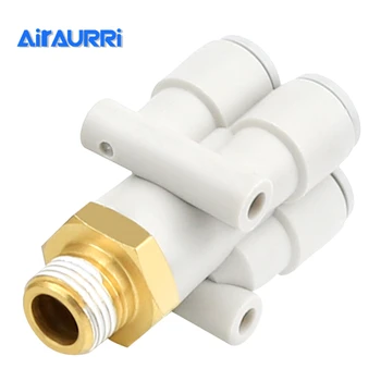 

Y-type external thread variable diameter one-in four-out five-way equal-diameter trachea quick-insert gas nozzle connector KQ2UD