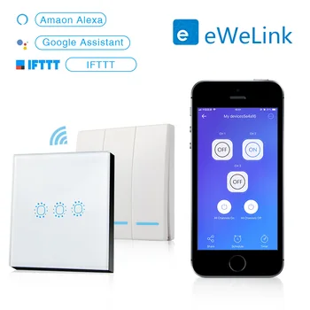 

Wifi single fire line touch smart switch panel alexa voice control APP remote control support Ewelink