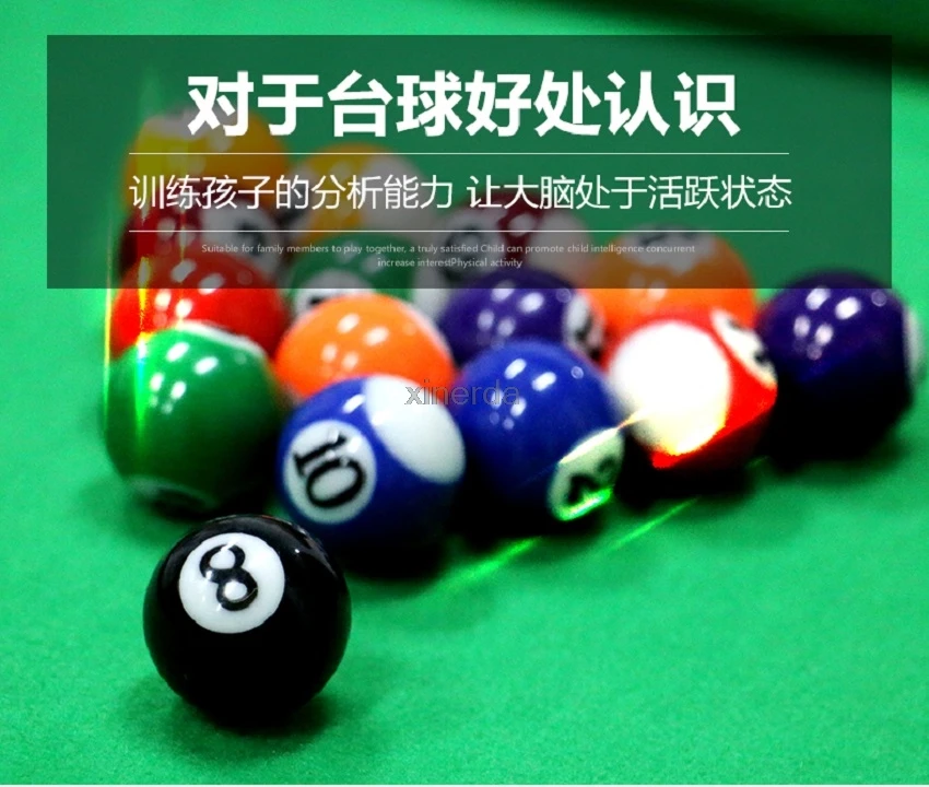 Children's Mini Billiard Table Sets, Wood Frame, Balls and Cue, Kids Play Sport Toy, L Size, HD356-2