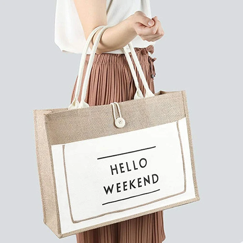 

Free ship 500Pcs/Lot Hot Elegant Beach Bag Jute Straw Large Beach Tote Bag Handmade Weaving Shoulder Bag Waterproof Bag Handbag