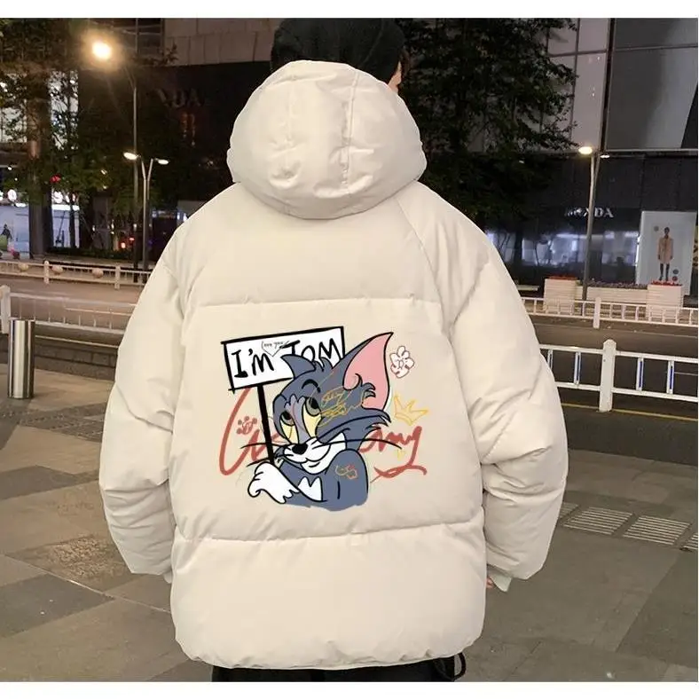 Men Winter Jacket Hip Hop Anime Print Men Winter Oversize