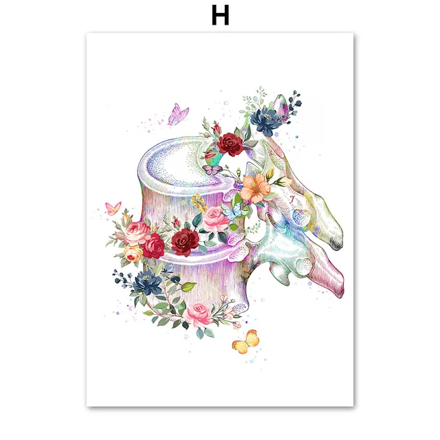 Flower Foot Bone Anatomy Wall Art Canvas Painting Nordic Posters and Prints Doctors Decorated Wall Pictures 8