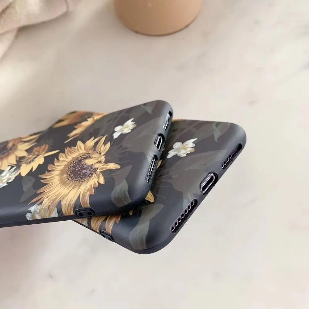 Милый чехол для телефона с подсолнухом для iphone 11 Pro Max чехол s для iphone XR X XS Max 6 6S 7 8 Plus Матовая Мягкая винтажная задняя крышка