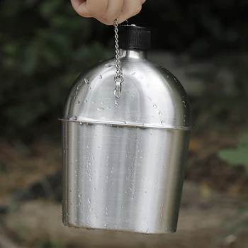 

2pcs 1000ml 600ml Stainless Steel Military Canteen Cup Set with Cover Bag for Outdoor Camping Hiking Backpacking