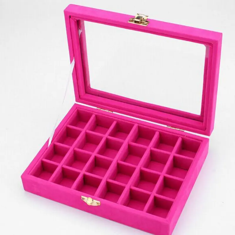 

12 Grids Velvet Jewelry Box Rings Earrings Necklaces Makeup Holder Case Organizer Women Jewelery Storage Size:20*15*4.8cm(L*W*H)
