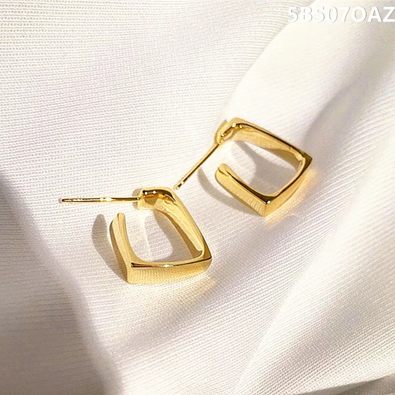 Golden Hoop Earrings Korean Geometry Metal Gold Earrings For women Female Retro Drop Earrings 2021 Trend Fashion Jewelry - Image 3