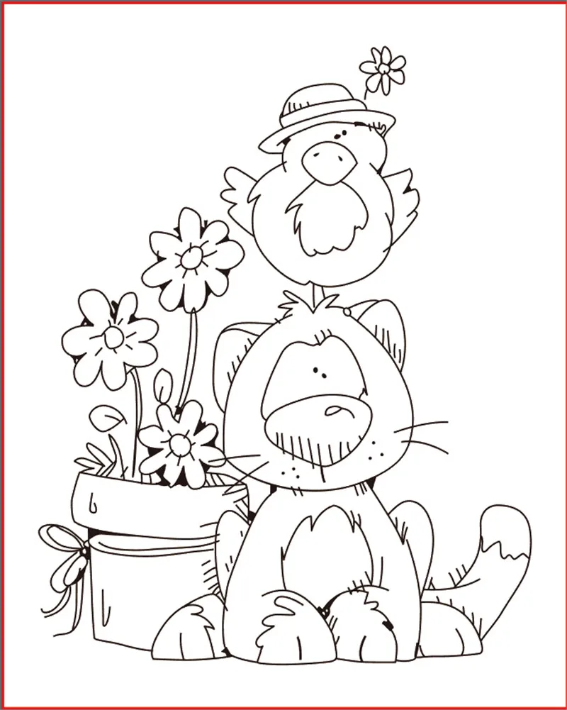 

10x8 Kitty bird Transparent Clear Stamps Silicone Seals for DIY scrapbooking photo album Card Making