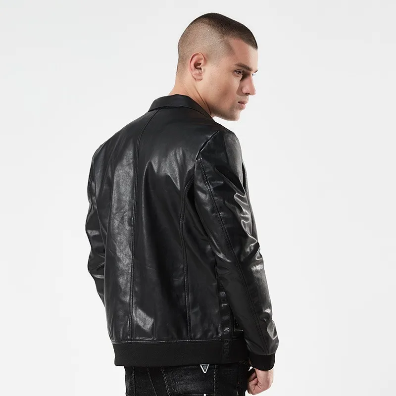 

Fashion Men Pu Leather Jacket Big Pocket Slim Fit Motor Biker Bomber Jacket Brand Spring Autumn Faux Leather Punk Coat Outwear