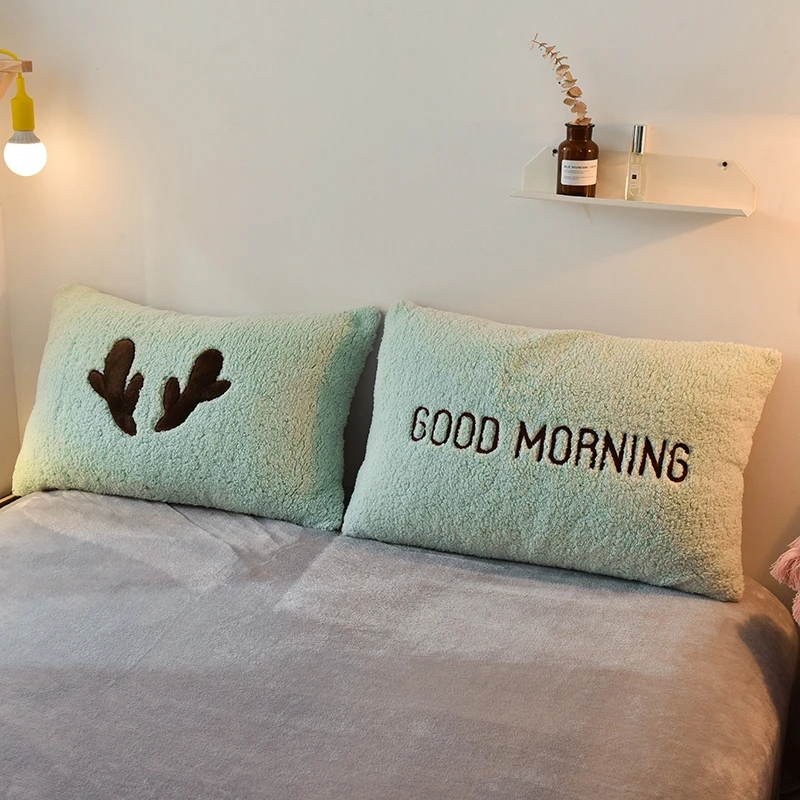 Мультяшный Рождественский олень, вышивка, вельветовый фланелевый Детский Комплект постельного белья, берберский флис, пододеяльник, постельное белье, простыня, наволочки