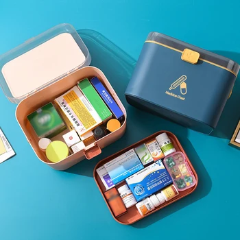 

Portable Storage Medicine Box Plastic Double-layer Home Kit First Aid Kit Portable Medicine Pill Box Household