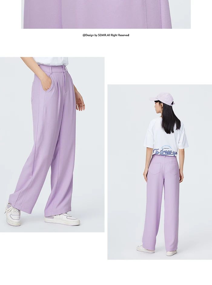 SEMIR Casual Pants Women Spring 2021 New Loose Wide-Leg Pants Slim Drape Mopping Pants Suit Trend SEMIR Casual Pants Women Spring 2021 New Loose Wide-Leg Pants Slim Drape Mopping Pants Suit Trend