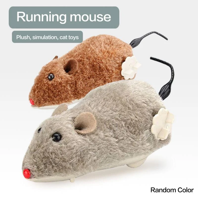 1pcs Pet Toy Clockwork Mouse Cat Toy Plush Rat Mechanical Motion Rats Interactive Cat Toy Pet Cat Accessories