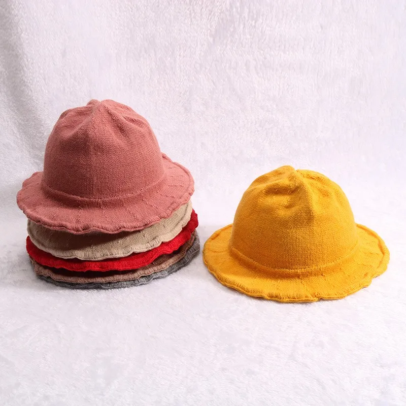 Fashion Baby Solid Pattern Fisherman Hat Warm Autumn Winter Bucket Hat for Newborn Infant Baby Toddler Boys Girls